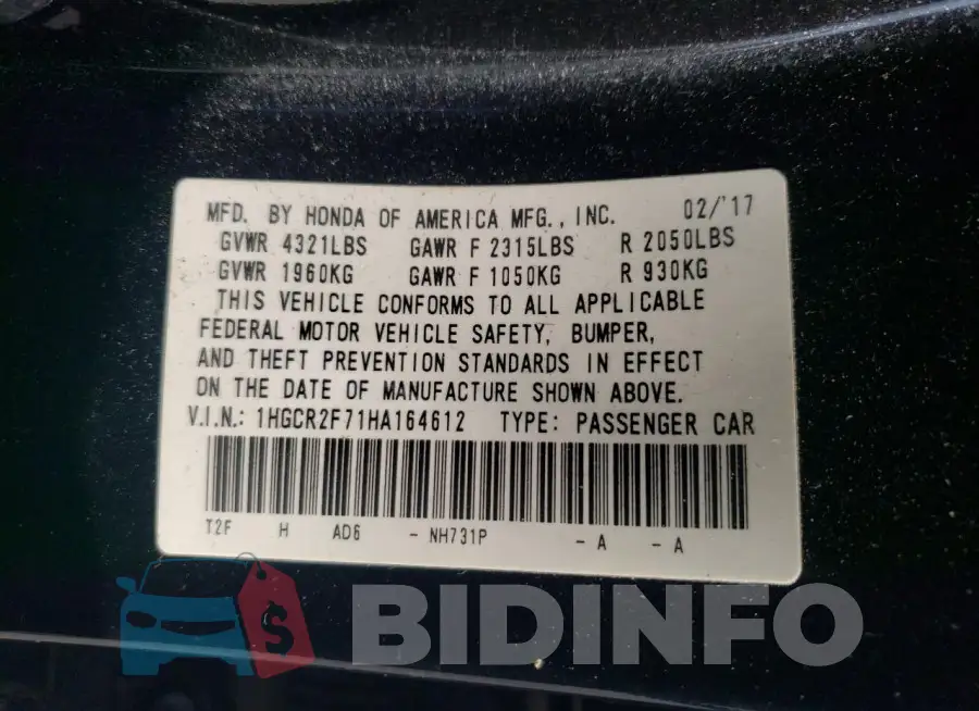 1HGCR2F71HA164612 Photo# 12