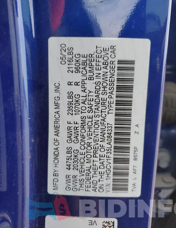 1HGCV1F35LA084337 Photo# 12