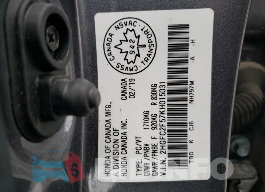 2HGFC2F57KH015031 Photo# 13