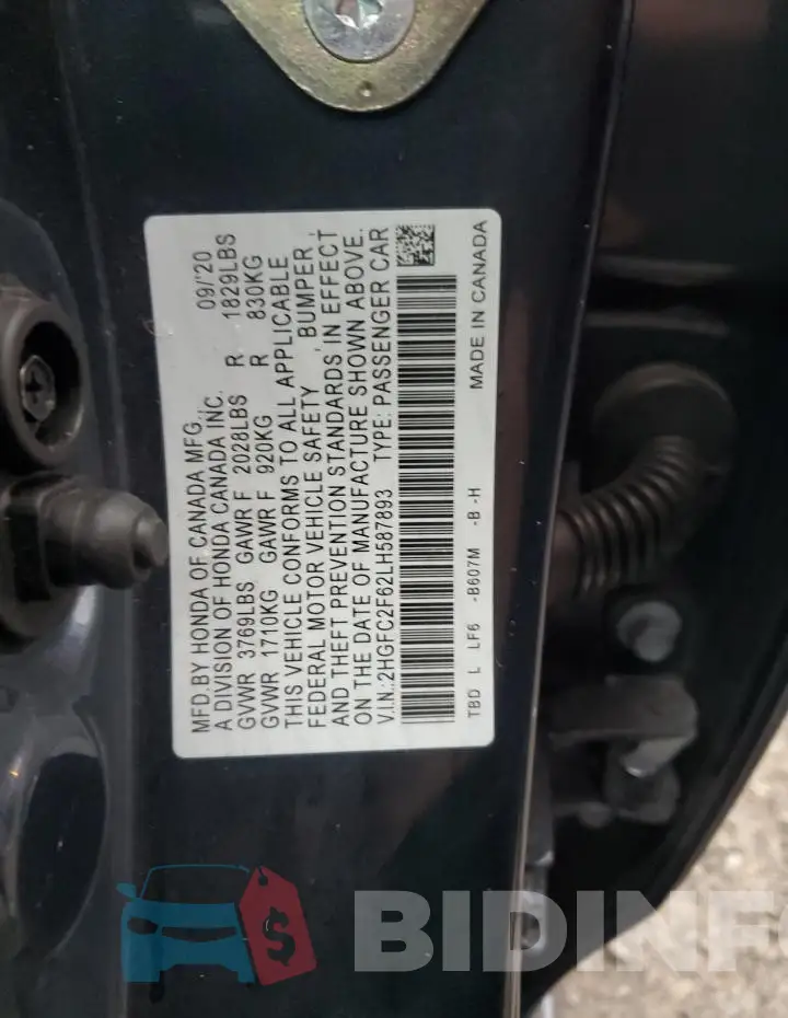 2HGFC2F62LH587893 Photo# 12