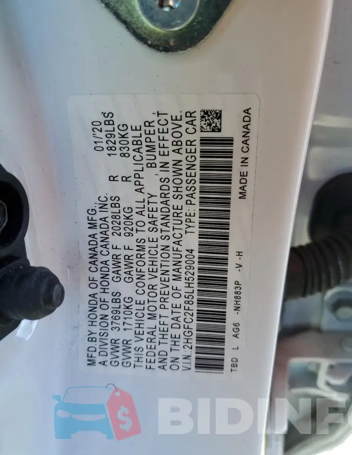2HGFC2F85LH529004 Photo# 13