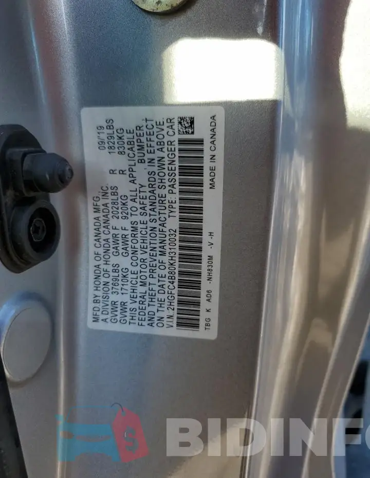 2HGFC4B80KH310032 Photo# 13