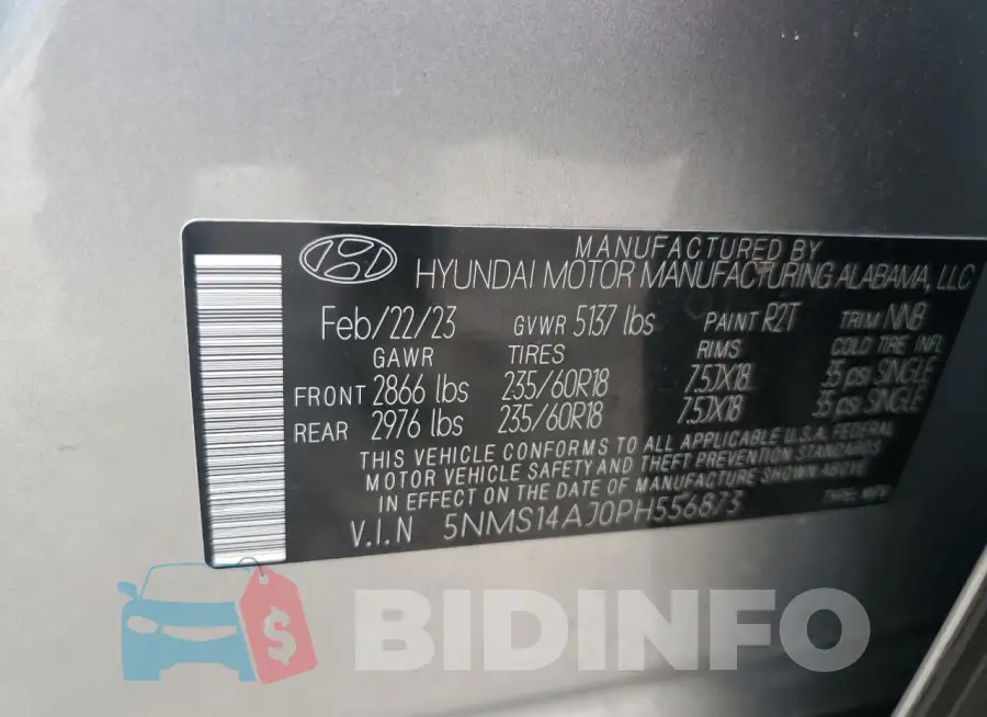 5NMS14AJ0PH556873 Photo# 12