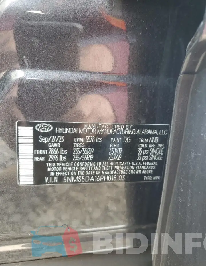 5NMS5DA16PH018103 Photo# 13