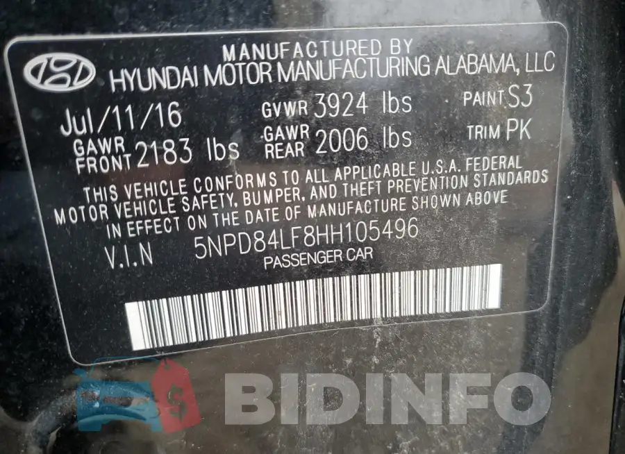 5NPD84LF8HH105496 Photo# 12