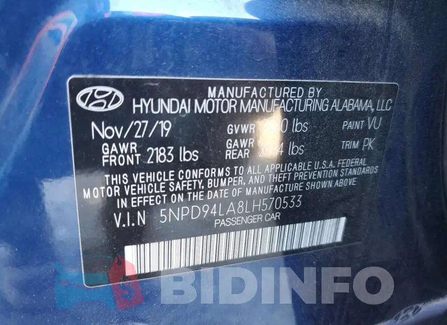5NPD94LA8LH570533 Photo# 12