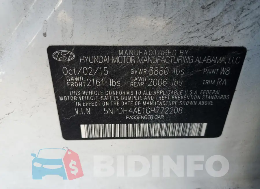 5NPDH4AE1GH772208 Photo# 12
