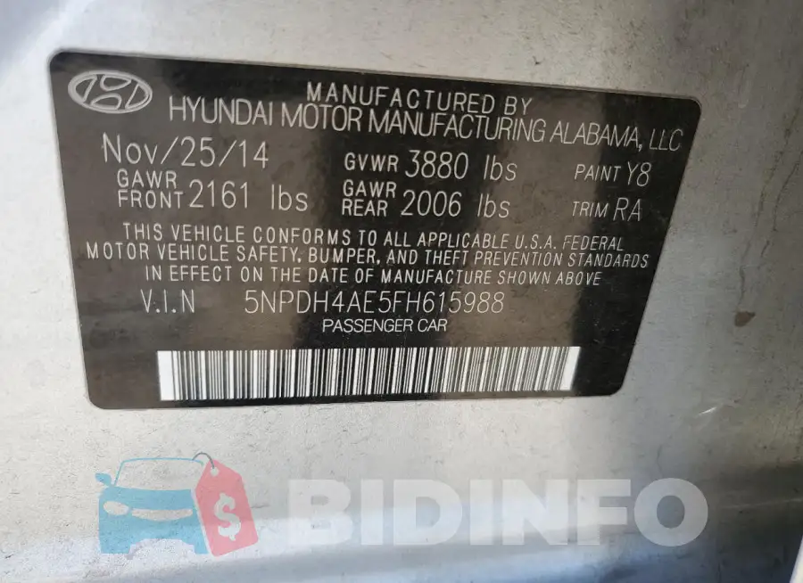 5NPDH4AE5FH615988 Photo# 12