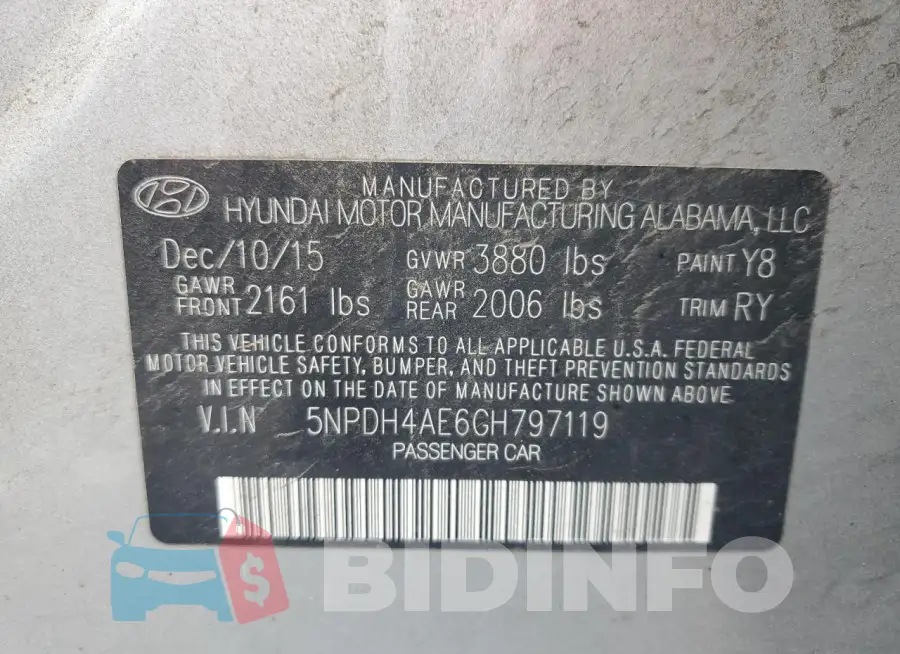 5NPDH4AE6GH797119 Photo# 12