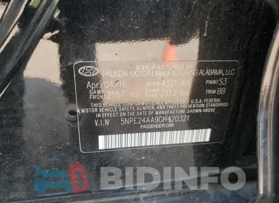 5NPE24AA9GH420321 Photo# 12