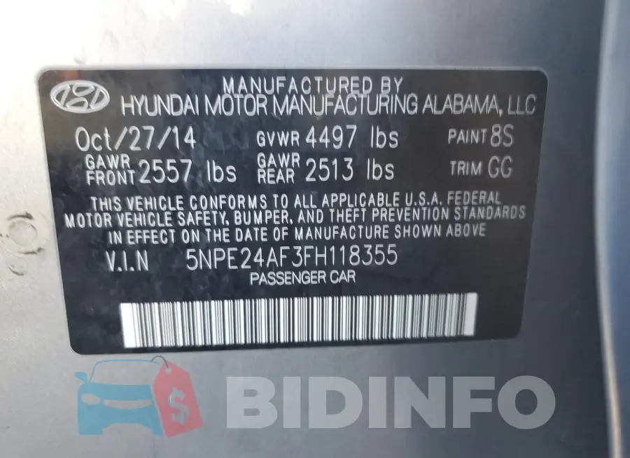 5NPE24AF3FH118355 Photo# 12