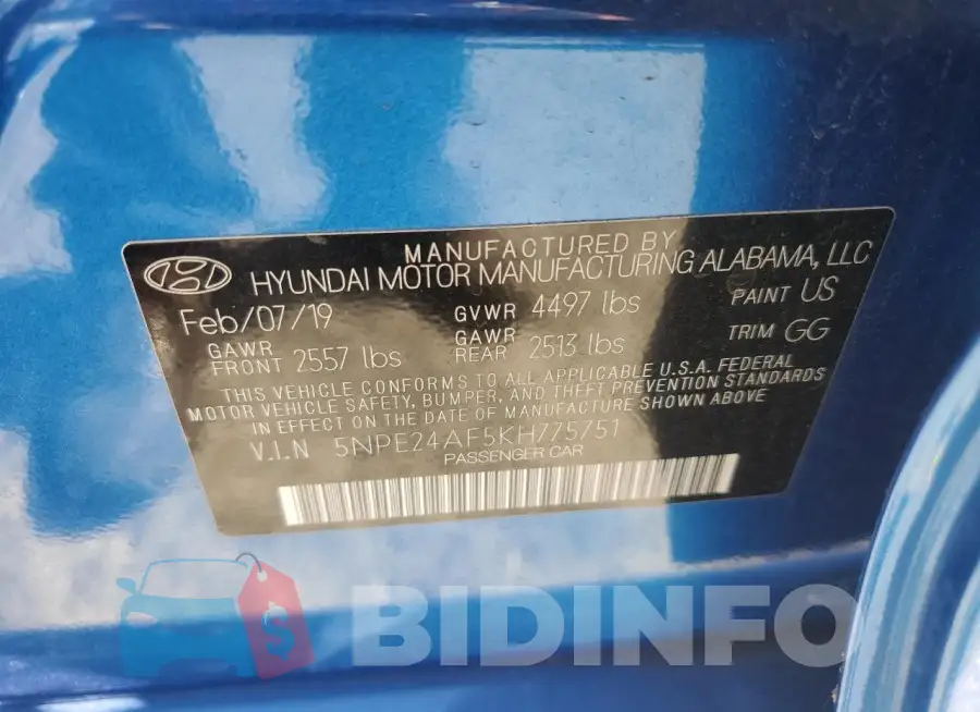 5NPE24AF5KH775751 Photo# 12