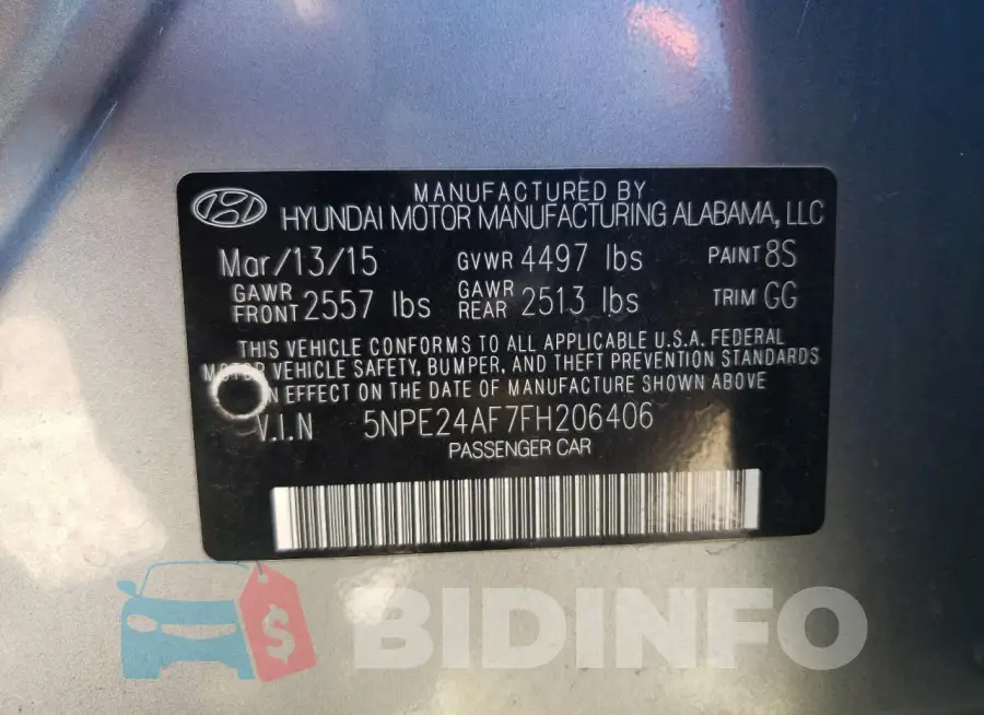 5NPE24AF7FH206406 Photo# 12