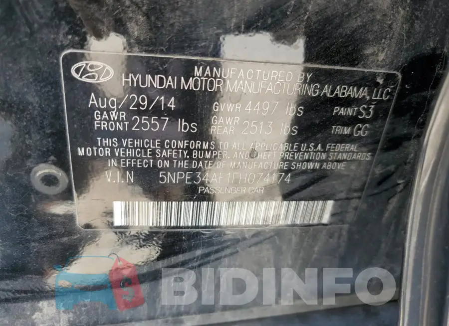 5NPE34AF1FH074174 Photo# 12