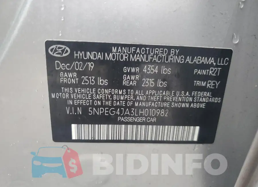 5NPEG4JA3LH010982 Photo# 12