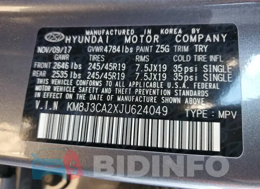 KM8J3CA2XJU624049 Photo# 13