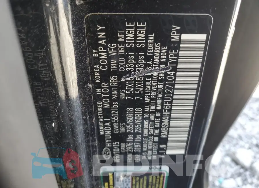 KM8SM4HF6FU127104 Photo# 13