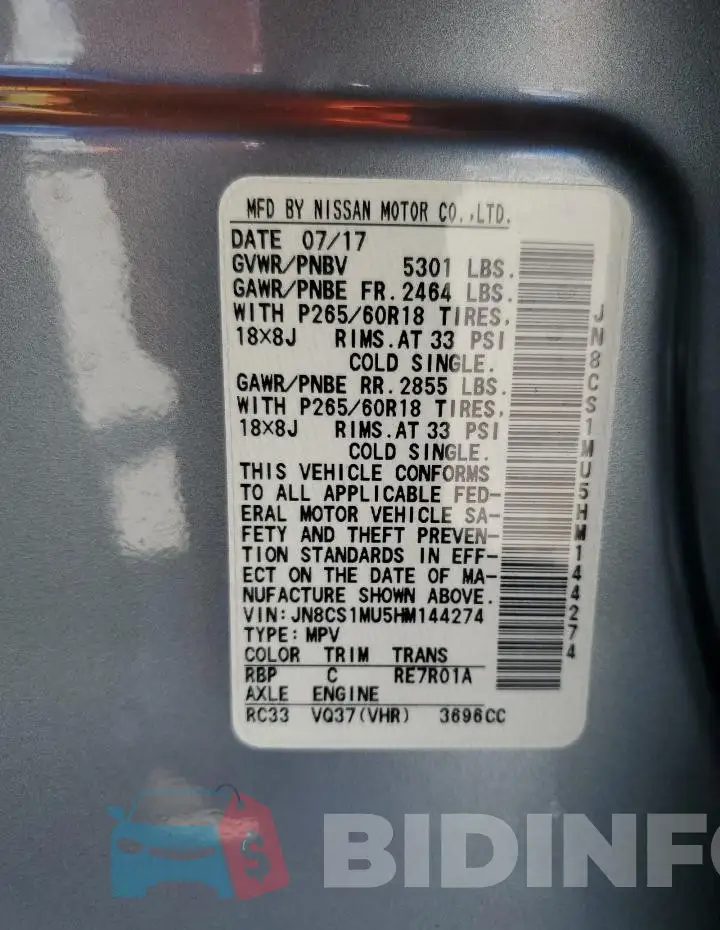 JN8CS1MU5HM144274 Photo# 14