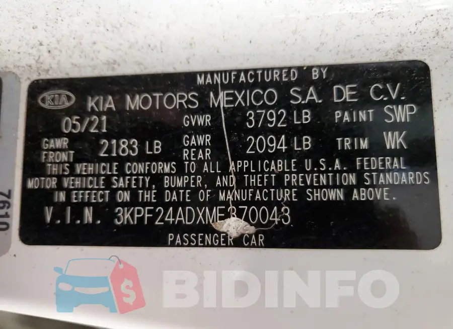 3KPF24ADXME370043 Photo# 13