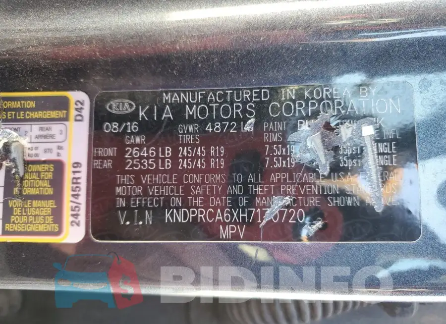 KNDPRCA6XH7170720 Photo# 13