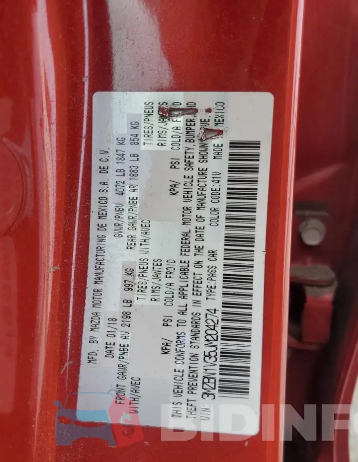 3MZBN1V35JM204274 Photo# 12