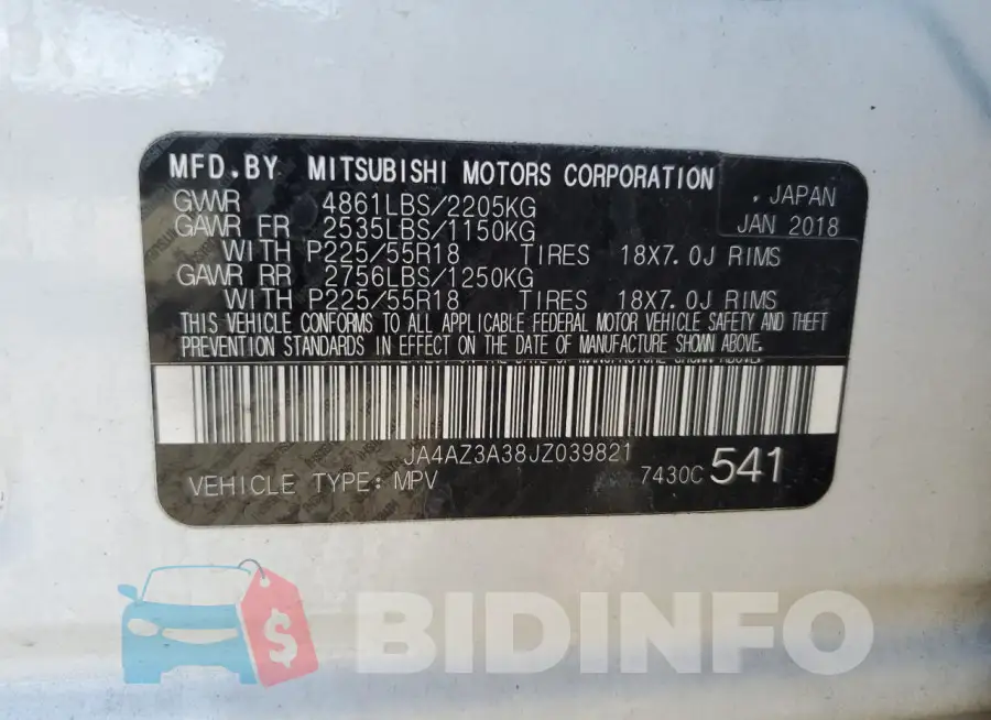 JA4AZ3A38JZ039821 Photo# 13