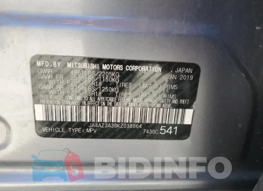 JA4AZ3A38KZ038864 Photo# 13