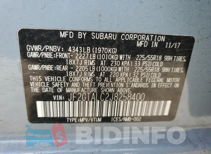 JF2GTALC2J8258400 Photo# 13