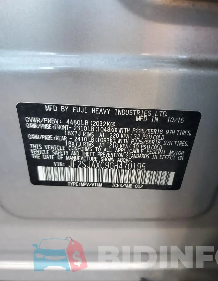 JF2SJAXC9GH470195 Photo# 12