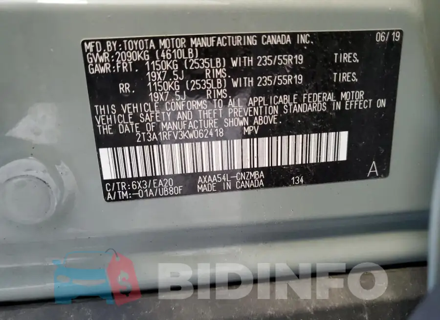 2T3A1RFV3KW062418 Photo# 13