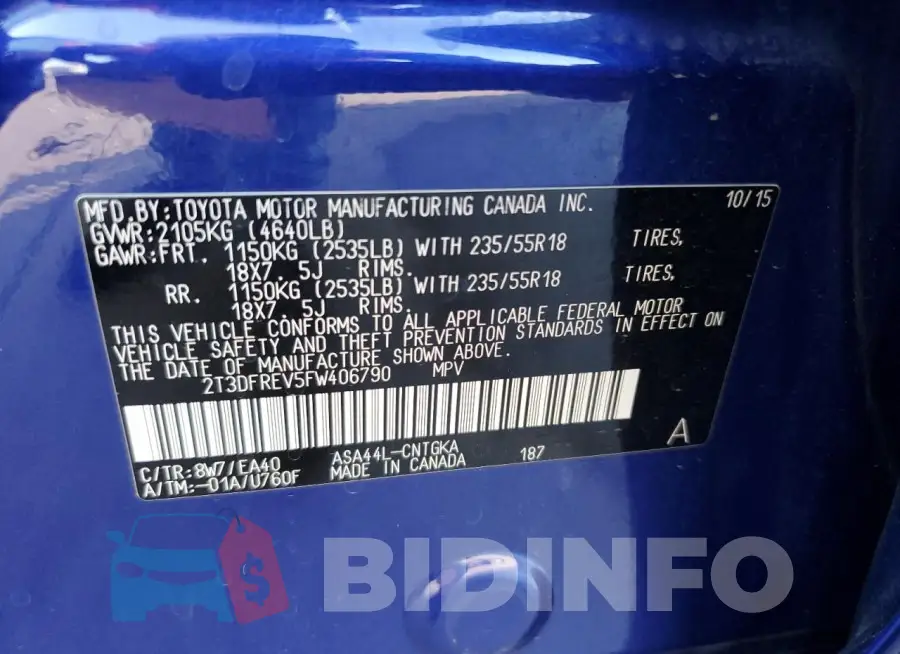 2T3DFREV5FW406790 Photo# 13