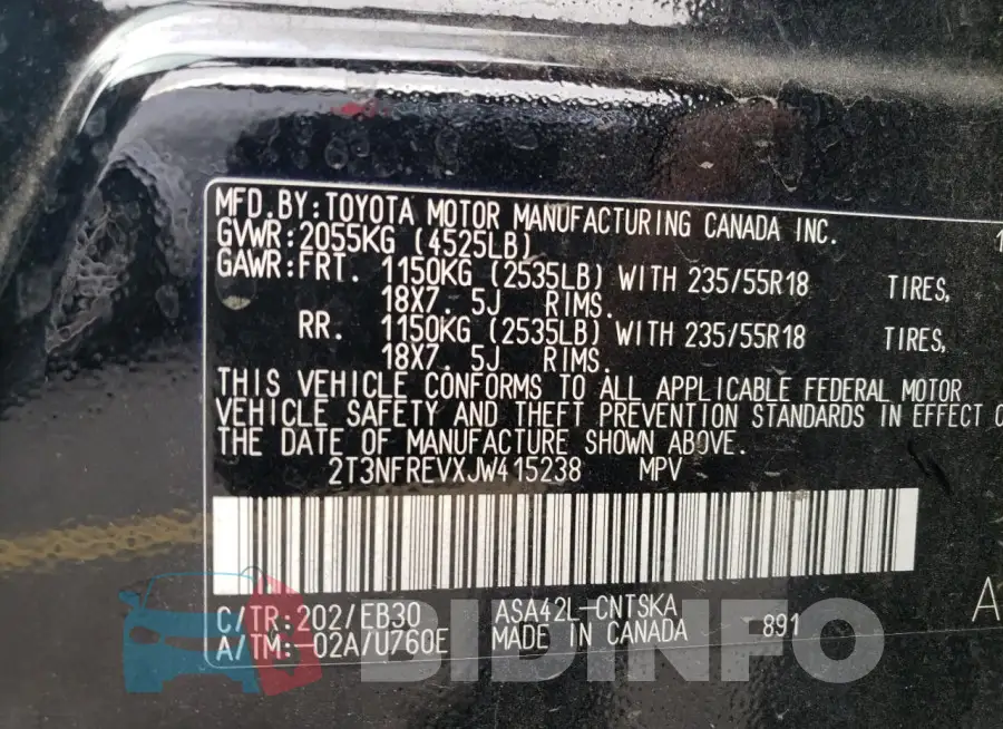2T3NFREVXJW415238 Photo# 12
