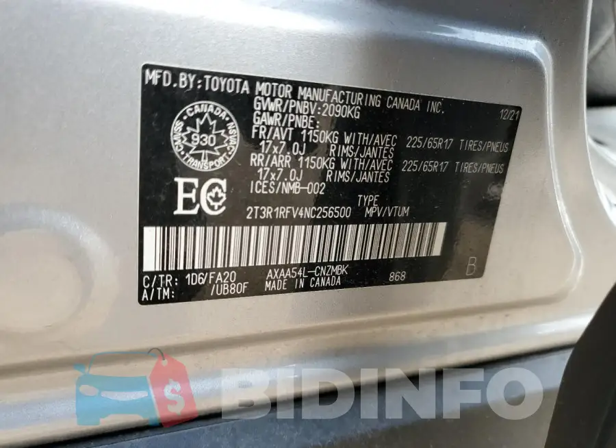 2T3R1RFV4NC256500 Photo# 13