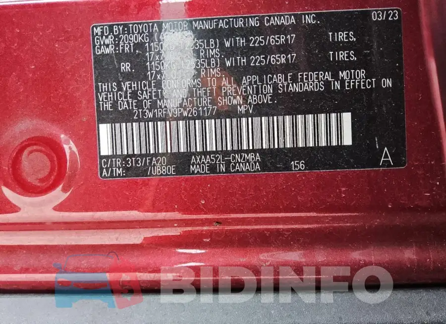 2T3W1RFV9PW261177 Photo# 13