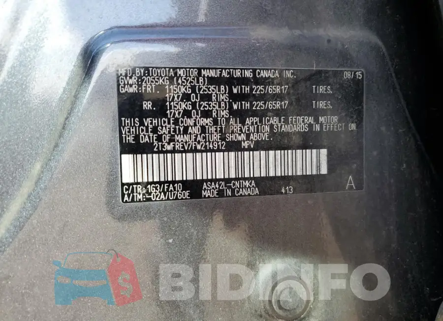 2T3WFREV7FW214912 Photo# 12