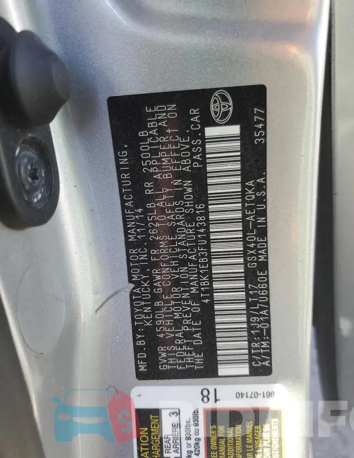 4T1BK1EB3FU143816 Photo# 13