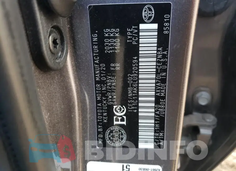 4T1C11AK6LU920594 Photo# 13