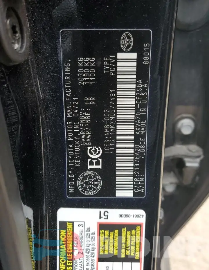 4T1G11AK7MU577491 Photo# 13