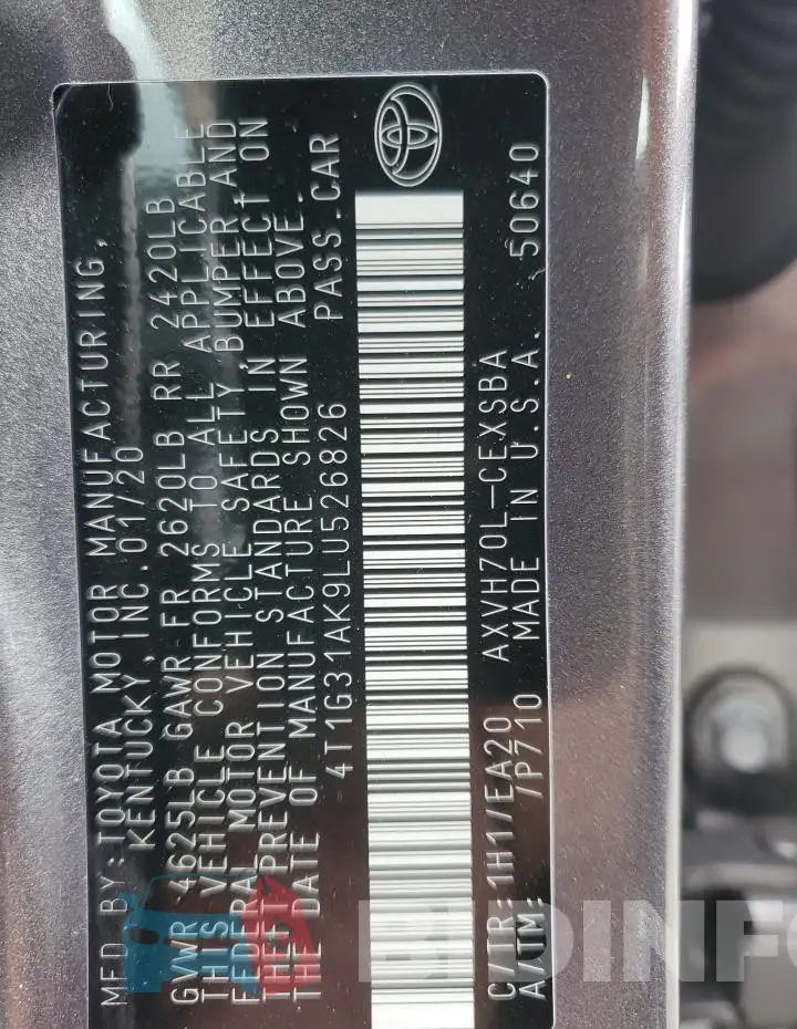 4T1G31AK9LU526826 Photo# 12
