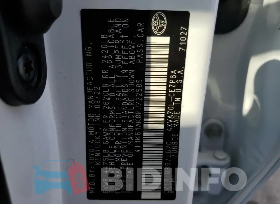 4T1K61AK8PU722585 Photo# 13