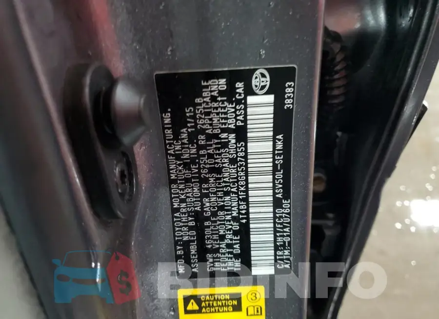 4T4BF1FK8GR537855 Photo# 12