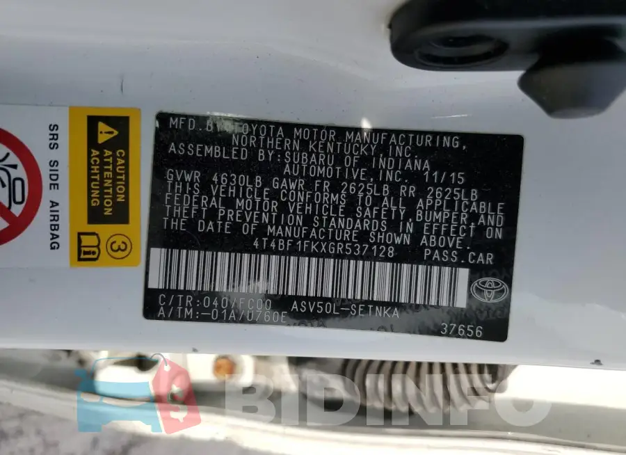 4T4BF1FKXGR537128 Photo# 13