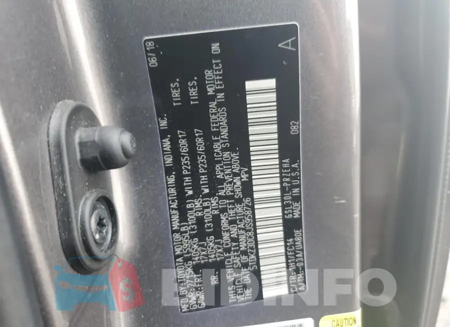5TDKZ3DC8JS958726 Photo# 13