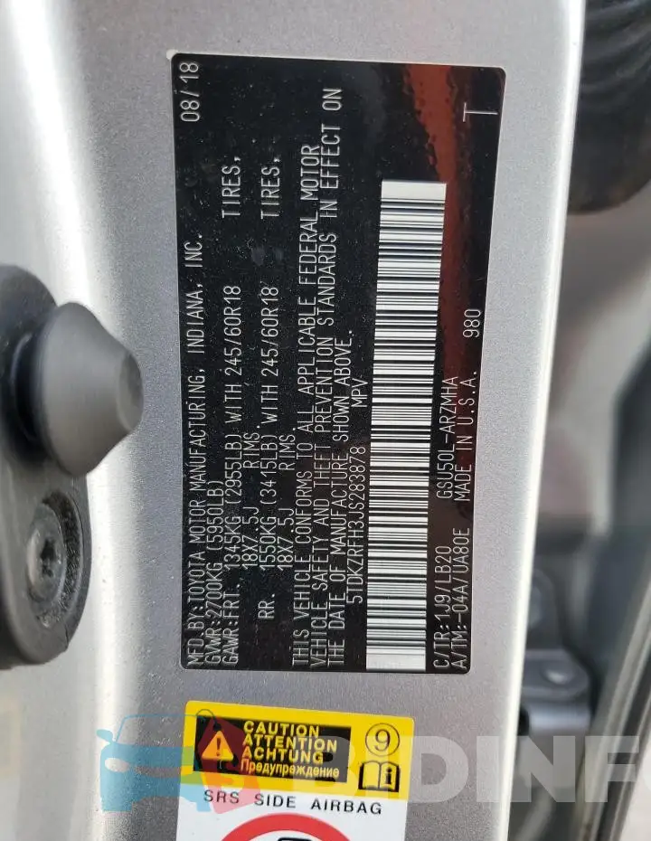 5TDKZRFH3JS283878 Photo# 14