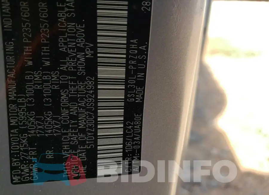 5TDYZ3DC7JS924982 Photo# 13