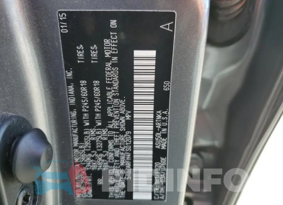 5TDZARFH4FS012079 Photo# 13