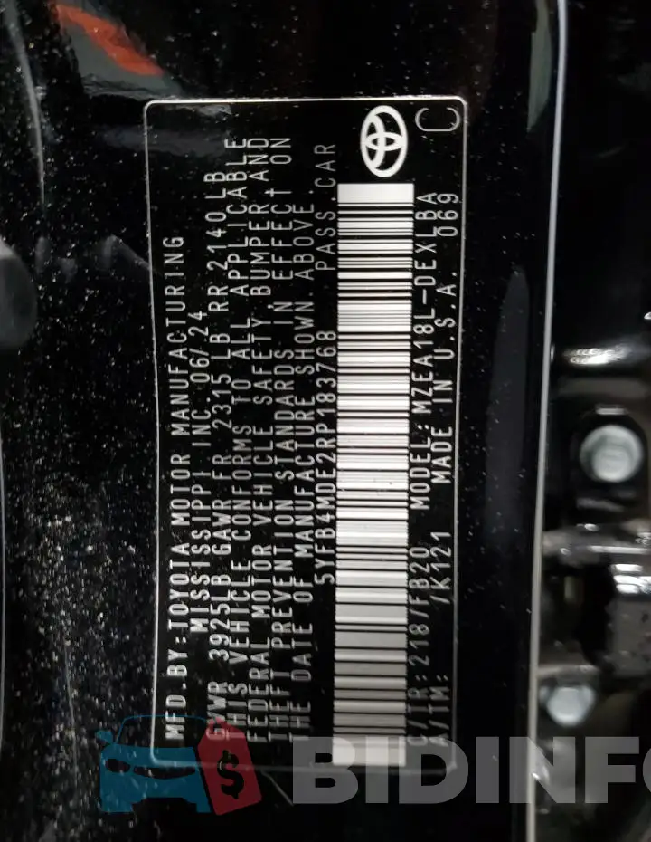 5YFB4MDE2RP183768 Photo# 12