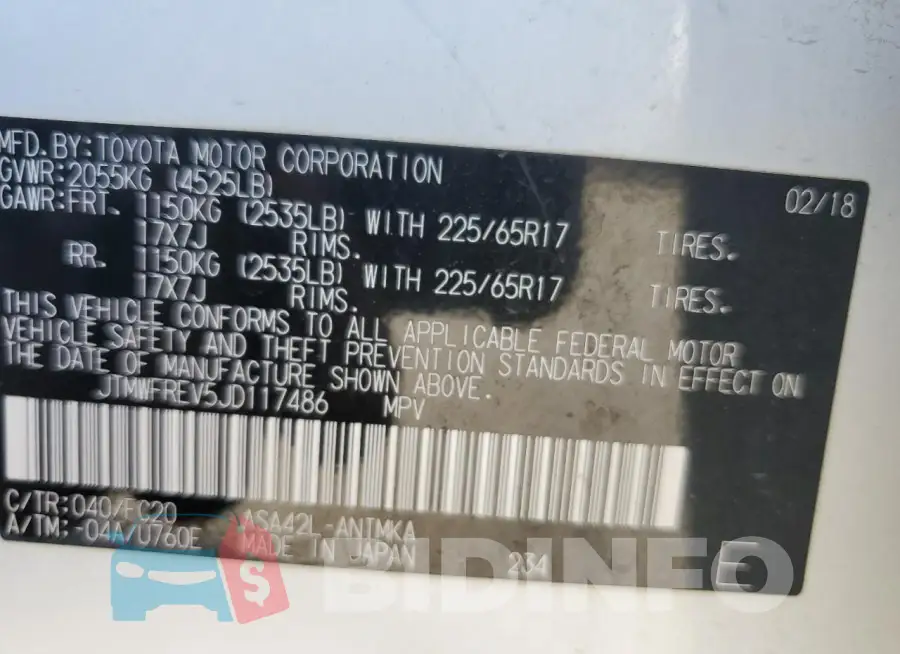 JTMWFREV5JD117486 Photo# 13