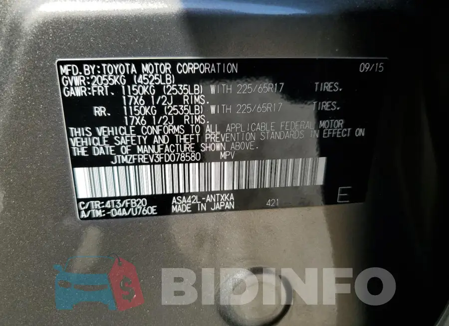 JTMZFREV3FD078580 Photo# 13