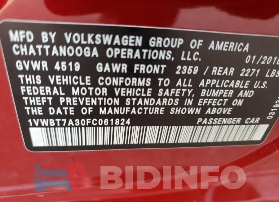1VWBT7A30FC061824 Photo# 12
